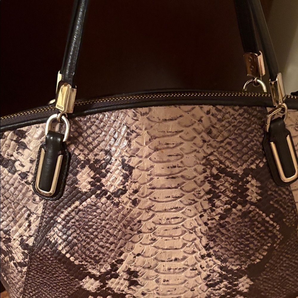 Coach Kelsey Python Pattern Taupe,Brown and Black cross body - Picture 6 of 15